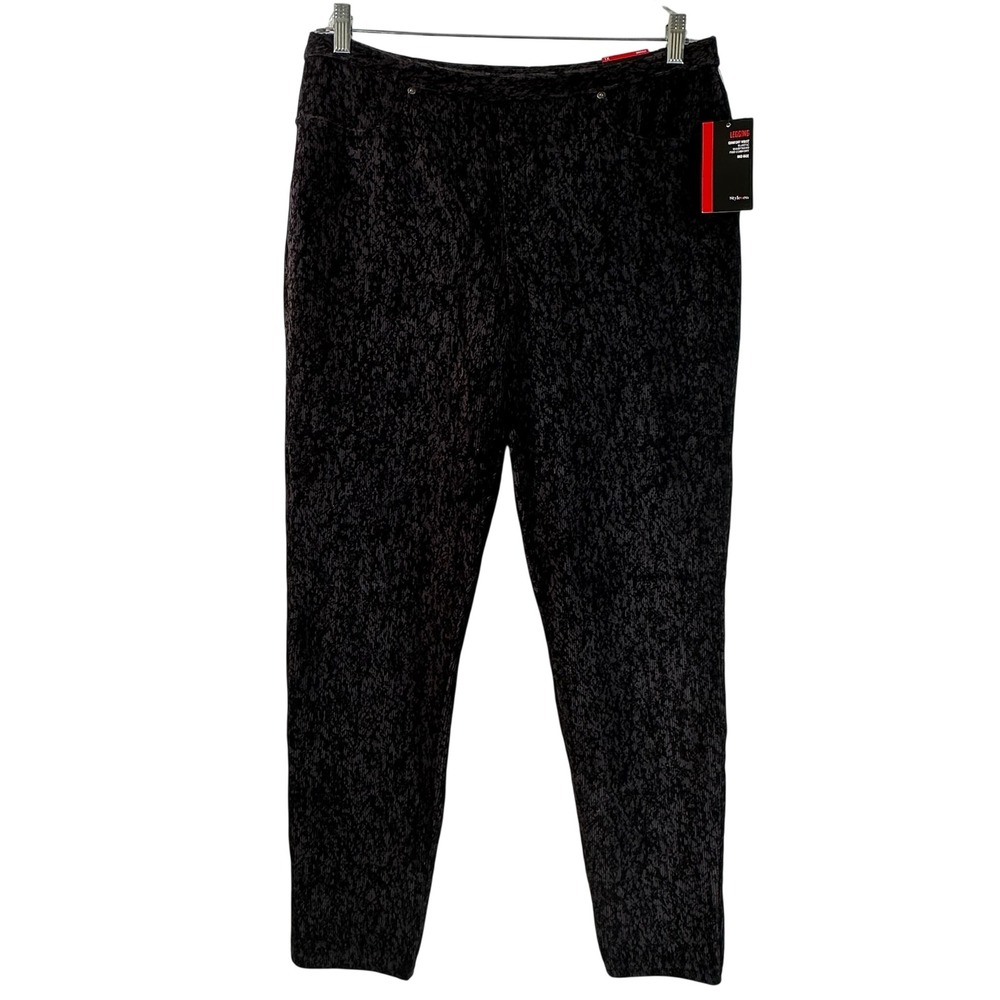 Style & Co Concrete Jungle Mid Rise Comfort Waist Leggings XL Charcoal Black